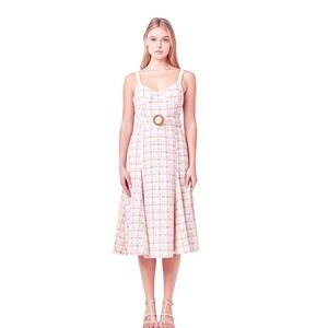 English Factory Women's Tweed Bustier Flared Midi Dress Large Easter NWT